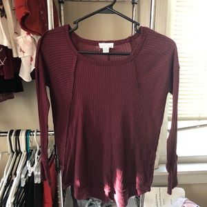 Burgundy long sleeve top